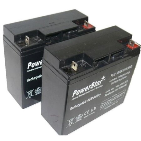 Powerstar 12V 18Ah Battery Replaces BP17-12 GP12170 ES17-12 JC-1270 En High Rate, 2PK PS12-18-2Pack-08